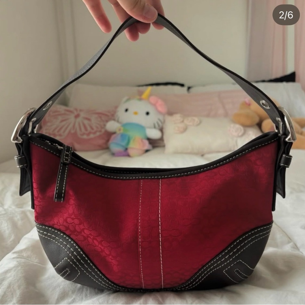ISOOOO!!!Coach Brown Signature Shoulder Bag with Cherry Charm - Picture 3 of 6